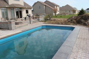 Filled Fiberglass Pool with Concrete Cap